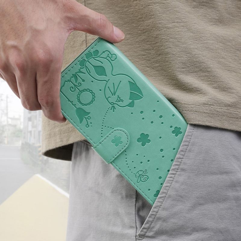 Housse Realme 8i Chat et Abeille à Lanière