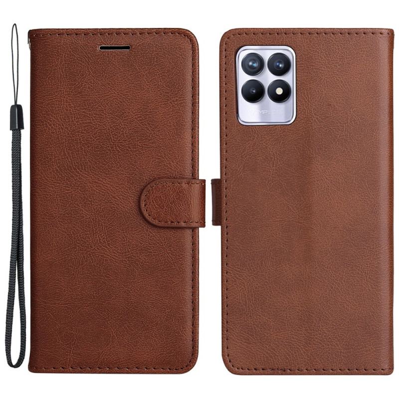 Housse Realme 8i Effet Cuir à Lanière