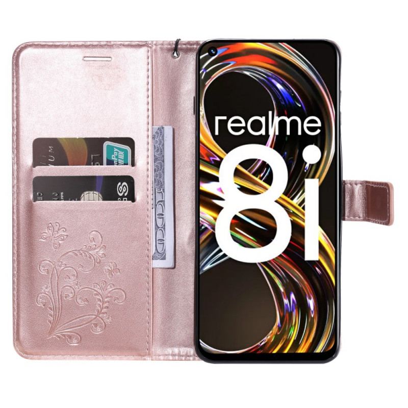 Housse Realme 8i Papillons Géants à Lanière
