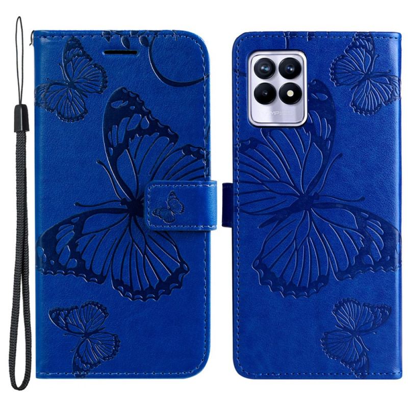 Housse Realme 8i Papillons Géants à Lanière