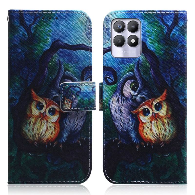 Housse Realme 8i Peinture de Hiboux
