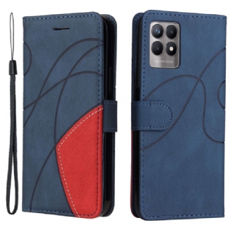 Housse Realme 8i Simili Cuir Bicolore Signature