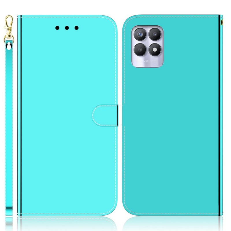 Housse Realme 8i Simili Cuir Couverture Miroir