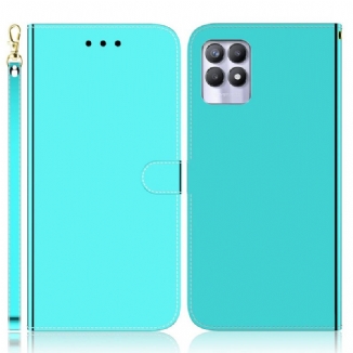 Housse Realme 8i Simili Cuir Couverture Miroir