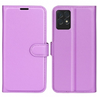 Housse Realme 8i Simili Cuir Litchi Classique