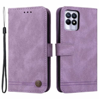 Housse Realme 8i Simili Cuir Rivet et Lanière