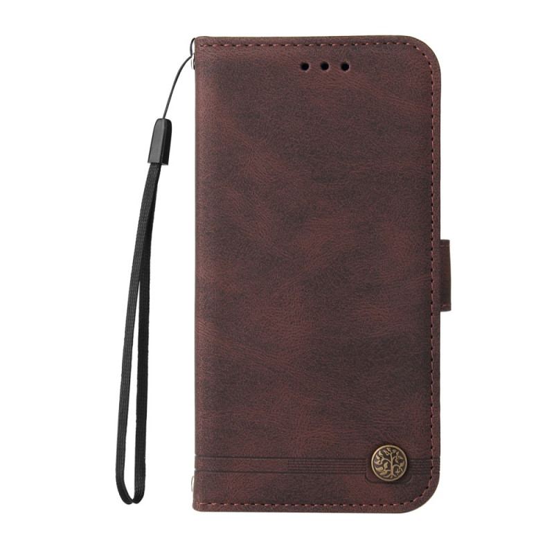 Housse Realme 8i Simili Cuir Rivet et Lanière
