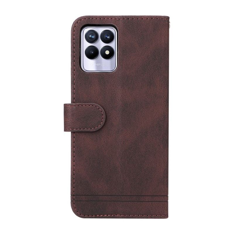 Housse Realme 8i Simili Cuir Rivet et Lanière