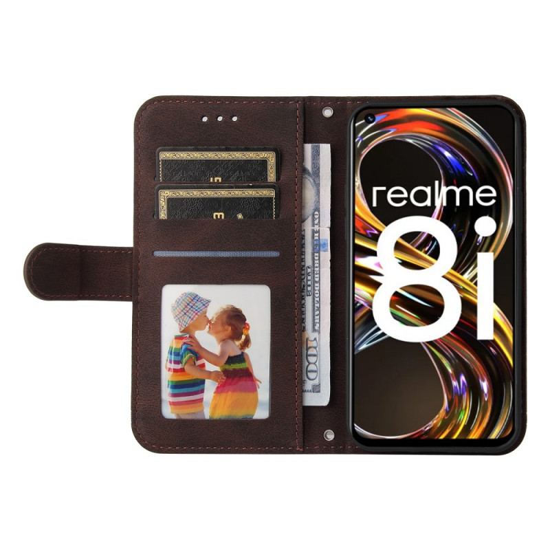 Housse Realme 8i Simili Cuir Rivet et Lanière