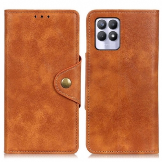 Housse Realme 8i Simili Cuir Vintage et Bouton