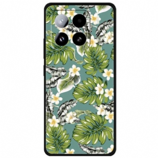 Coque Xiaomi 15 Pro Feuilles de Bananier et Fleurs Dorées