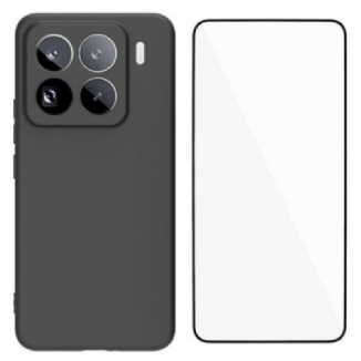 Coque Xiaomi 15 Pro Silicone Mat avec Protecteur Écran en verre Trempé