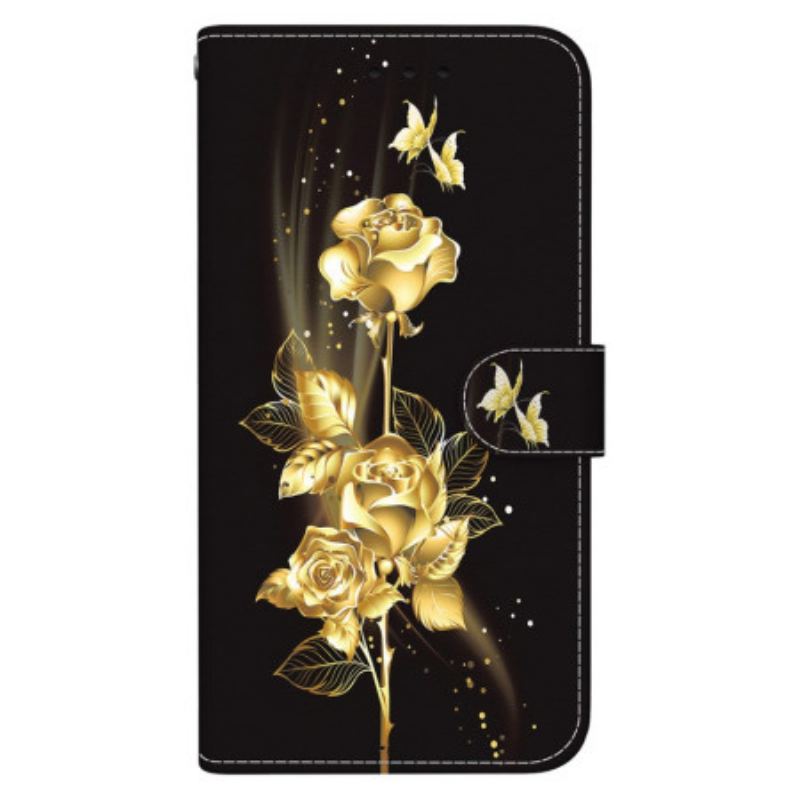 Housse Xiaomi 15 Pro Papillons Dorés et Rose