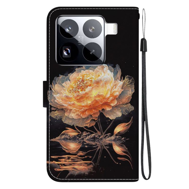 Housse Xiaomi 15 Pro Pivoine dorée