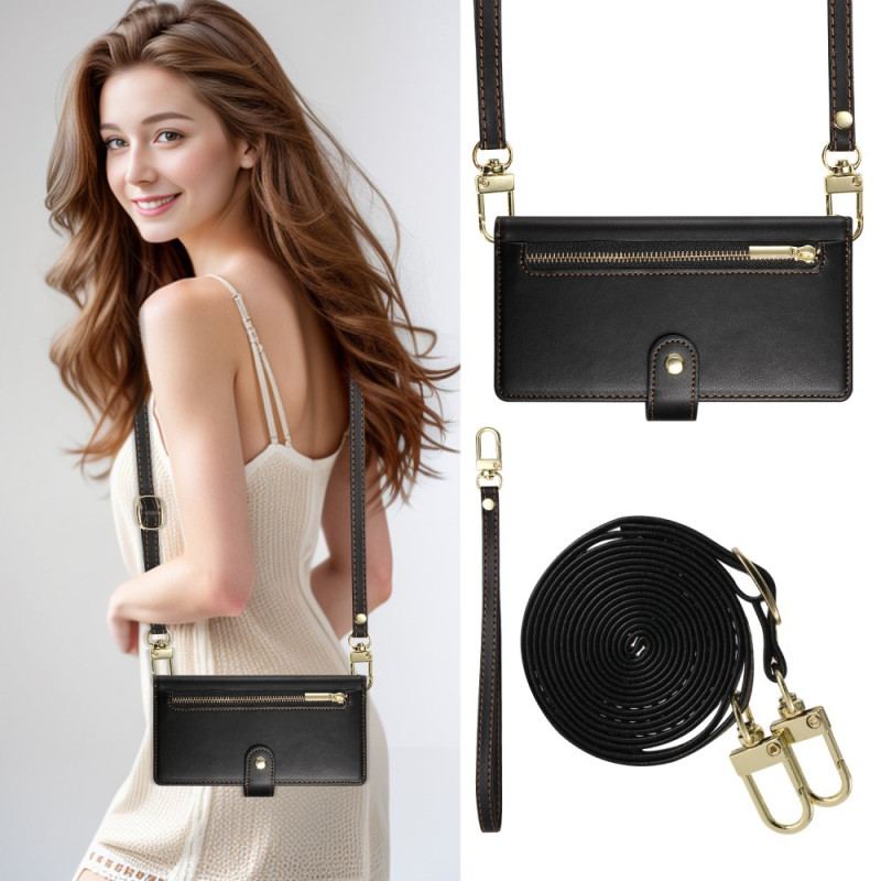 Housse Xiaomi 15 Pro Portefeuille avec Lanière et Bandoulière