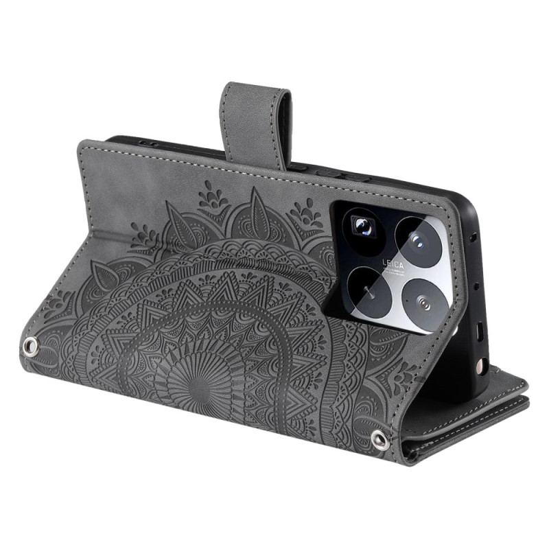 Housse Xiaomi 15 Pro Portefeuille Effet Daim Mandala