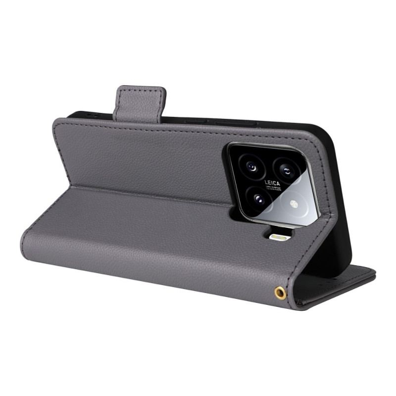 Housse Xiaomi 15 Pro Simili Cuir Litchi à Lanière