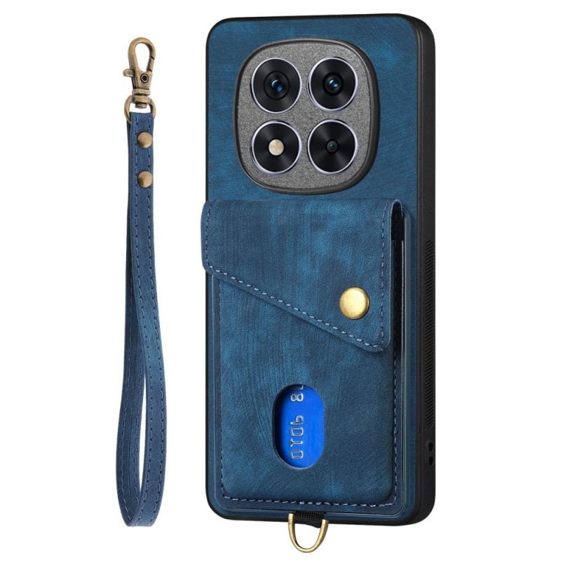 Coque Xiaomi Redmi Note 14 Pro 5G / Poco X7Effet Cuir Porte-cartes et Lanière
