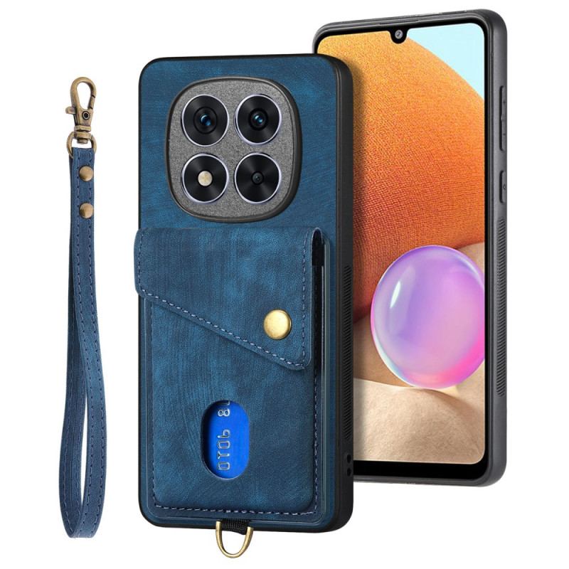 Coque Xiaomi Redmi Note 14 Pro 5G / Poco X7Effet Cuir Porte-cartes et Lanière