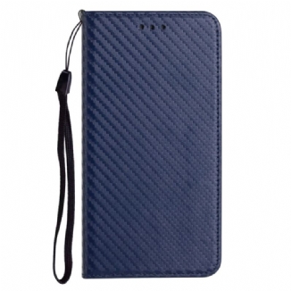 Flip Cover Xiaomi Redmi Note 14 Pro Plus 5G / 14 Pro 5G / Poco X7 Fibre Carbone à Lanière