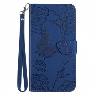 Housse Xiaomi Redmi Note 14 Pro Plus 5G / 14 Pro 5G / Poco X7 Empreinte Papillons à Lanière