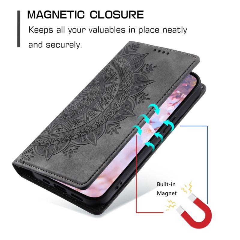 Flip Cover Google Pixel 10A Effet Daim Mandala