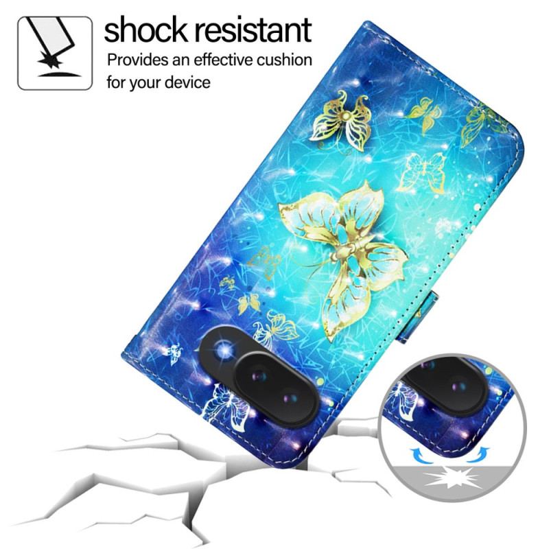 Housse Google Pixel 10A Papillons Dorés