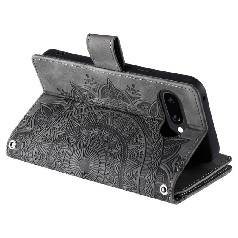 Housse Google Pixel 10A Portefeuille Effet Daim Mandala