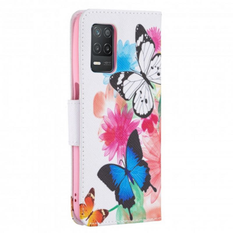 Housse Realme 8 5G Papillons et Fleurs Peints