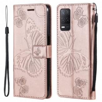 Housse Realme 8 5G Papillons et Rabat Oblique