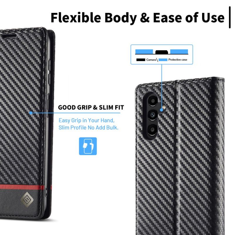 Flip Cover Samsung Galaxy A34 5G Fibre Carbone LC.IMEEKE