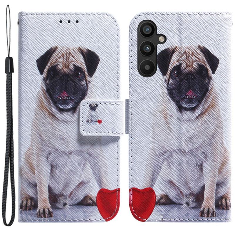 Housse Samsung Galaxy A34 5G Drôle de Carlin à Lanière