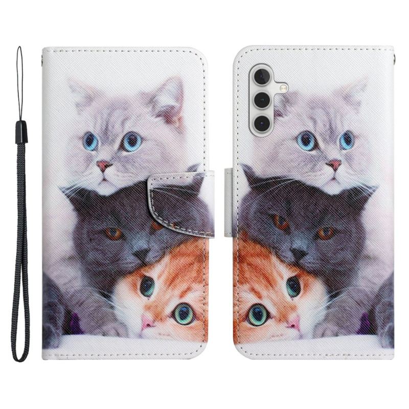 Housse Samsung Galaxy A34 5G Famille de Chats à Lanière