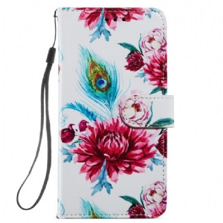 Housse Samsung Galaxy A34 5G Fantaisie Florale à Lanière