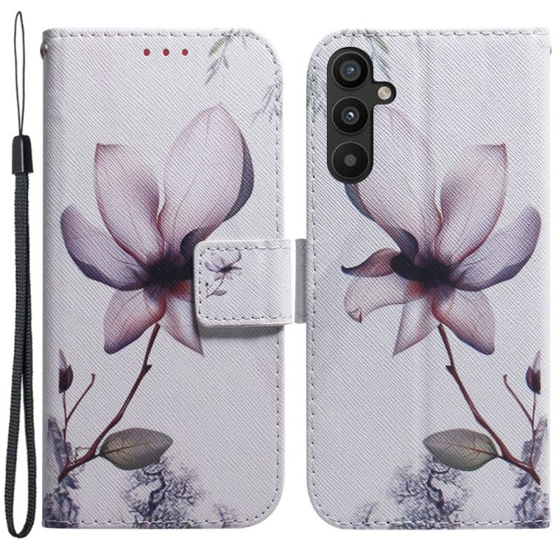 Housse Samsung Galaxy A34 5G Fleur Vintage à Lanière