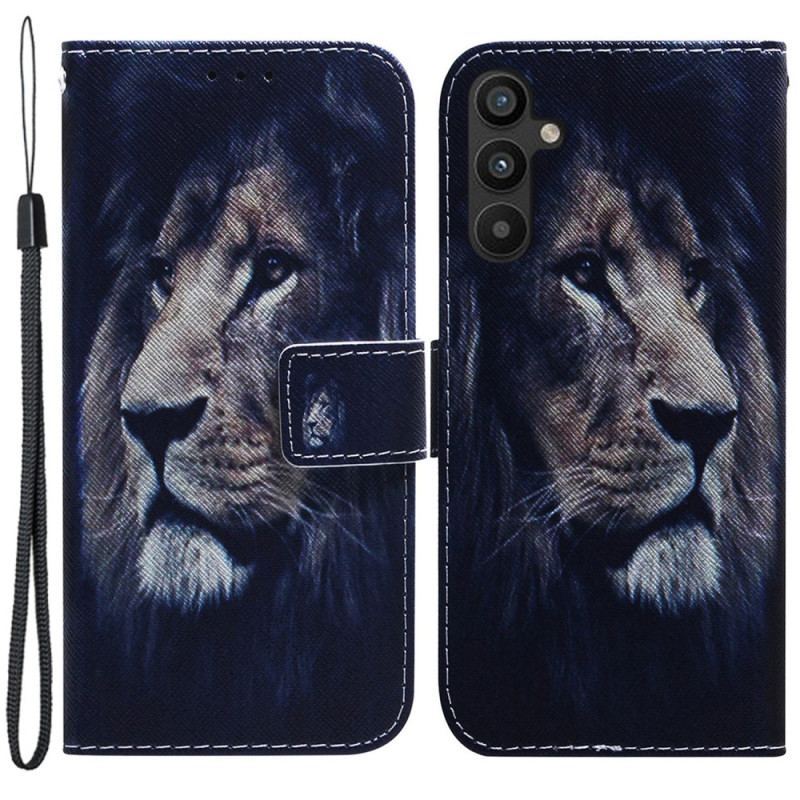 Housse Samsung Galaxy A34 5G Lion à Lanière