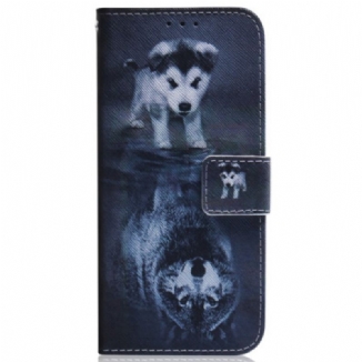 Housse Samsung Galaxy A34 5G Loup Aquarelle à Lanière