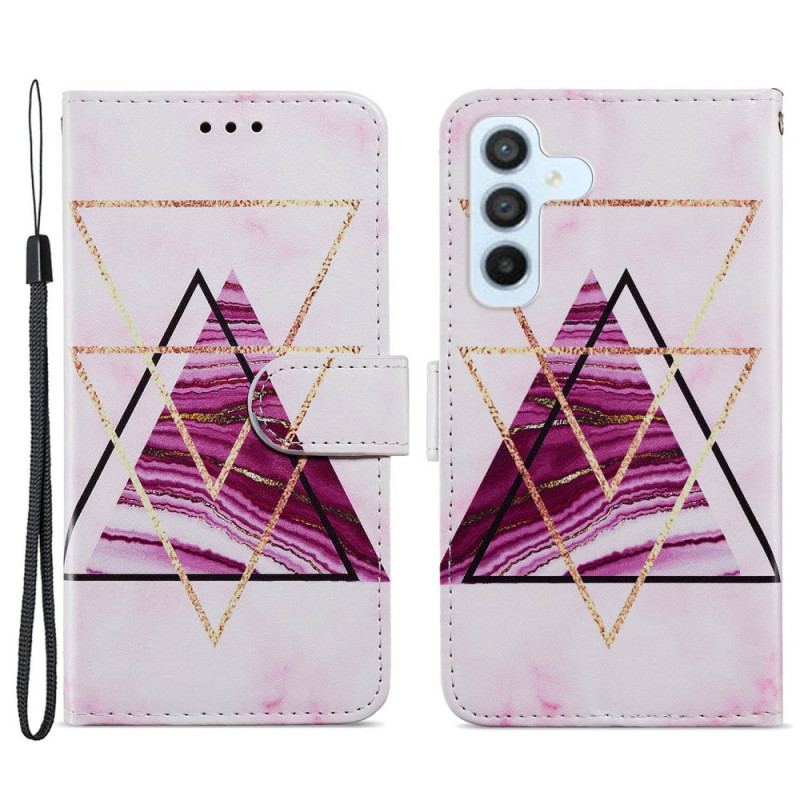Housse Samsung Galaxy A34 5G Style Marbre à Lanière