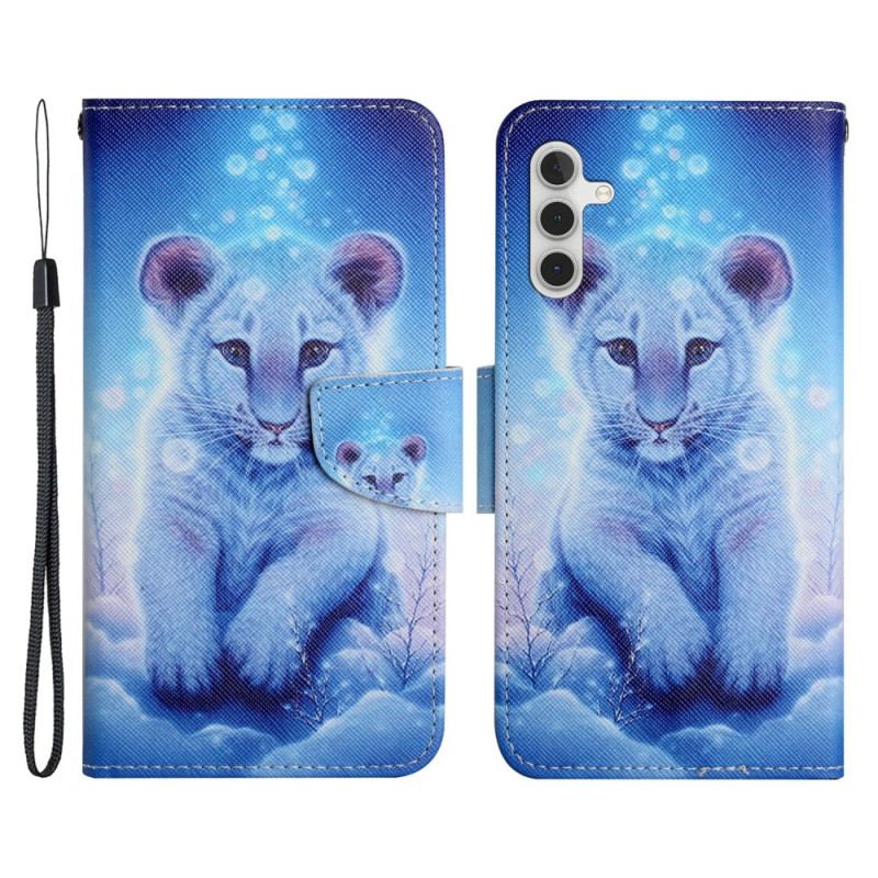 Housse Samsung Galaxy A34 5G Tigre Blanc à Lanière