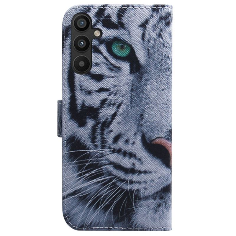 Housse Samsung Galaxy A34 5G Tigre Blanc à Lanière