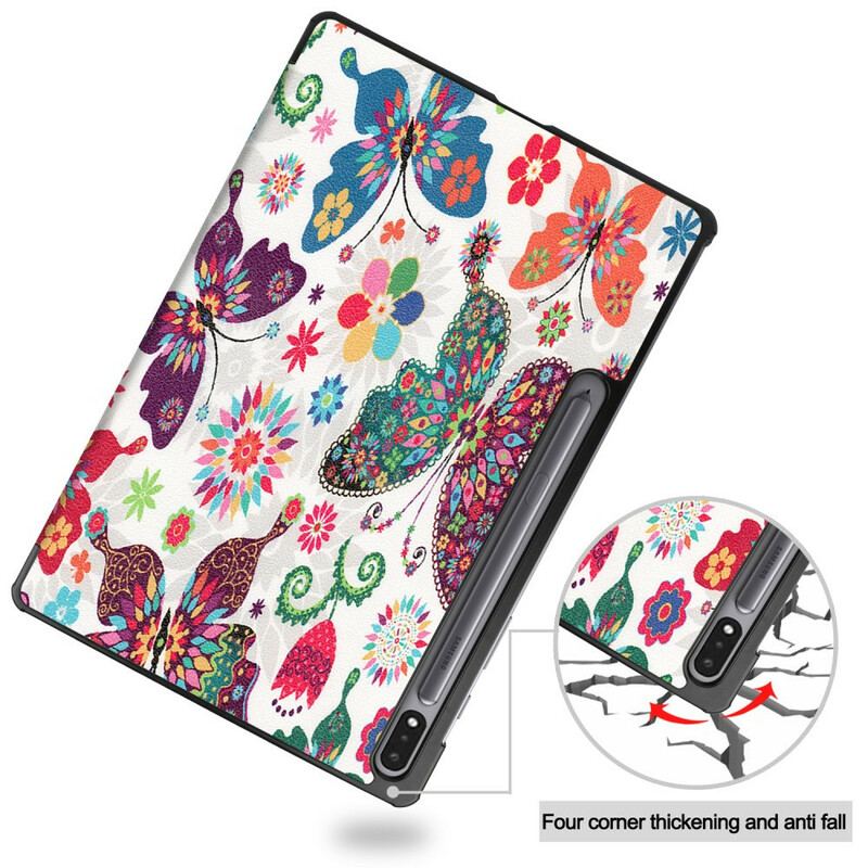 Smart Case Samsung Galaxy Tab S8 Plus / S7 Plus Renforcée Papillons et Fleurs