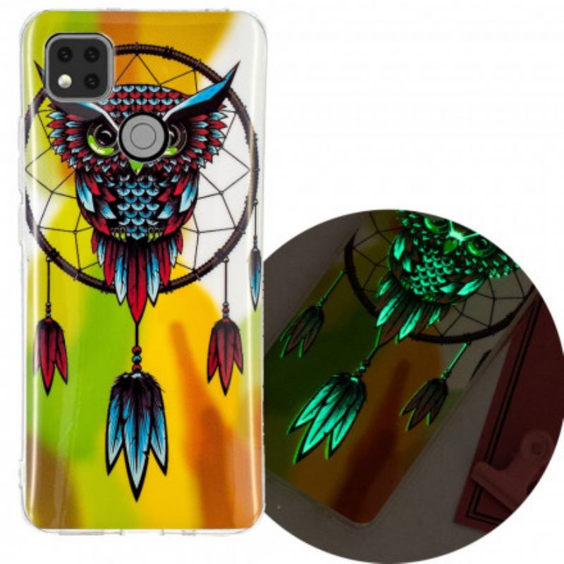Coque Xiaomi Redmi 9C Attrape Rêves Hibou Fluorescent