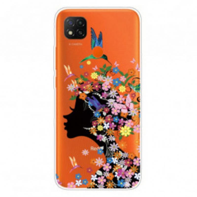 Coque Xiaomi Redmi 9C Jolie Tête Fleurie
