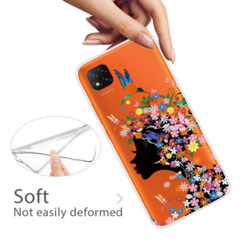Coque Xiaomi Redmi 9C Jolie Tête Fleurie