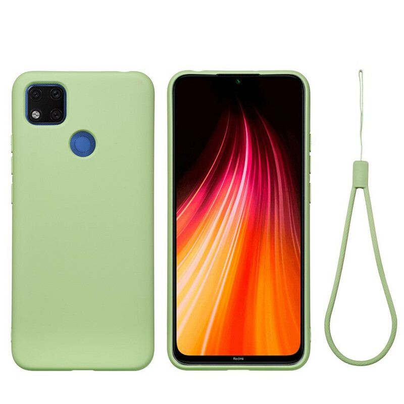 Coque Xiaomi Redmi 9C Silicone Liquide Avec Lanière