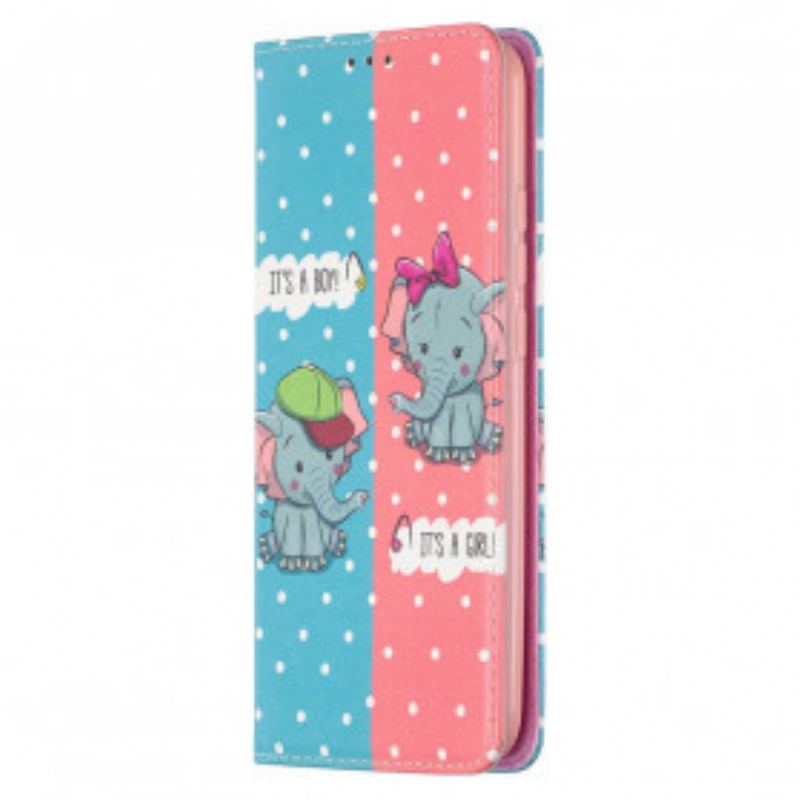 Flip Cover Xiaomi Redmi 9C Bébés Éléphants