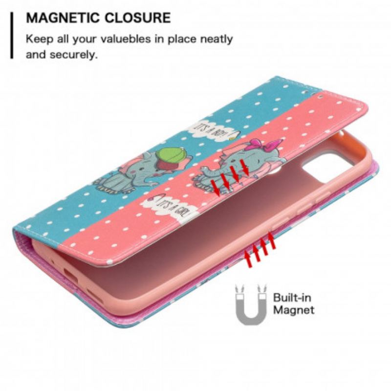 Flip Cover Xiaomi Redmi 9C Bébés Éléphants