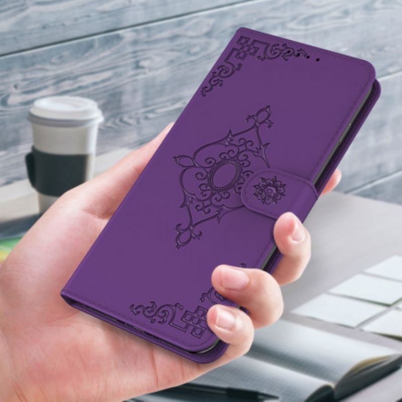 Housse Xaiomi Redmi 9C Fleur Baroque à Lanière