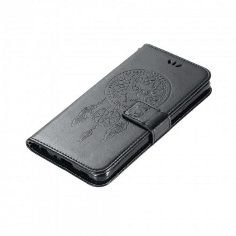 Housse Xiaomi Redmi 9C Effet Cuir Attrape Rêves Hibou