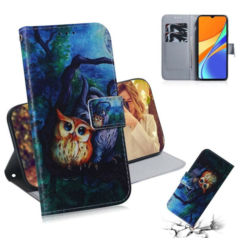 Housse Xiaomi Redmi 9C Peinture de Hiboux
